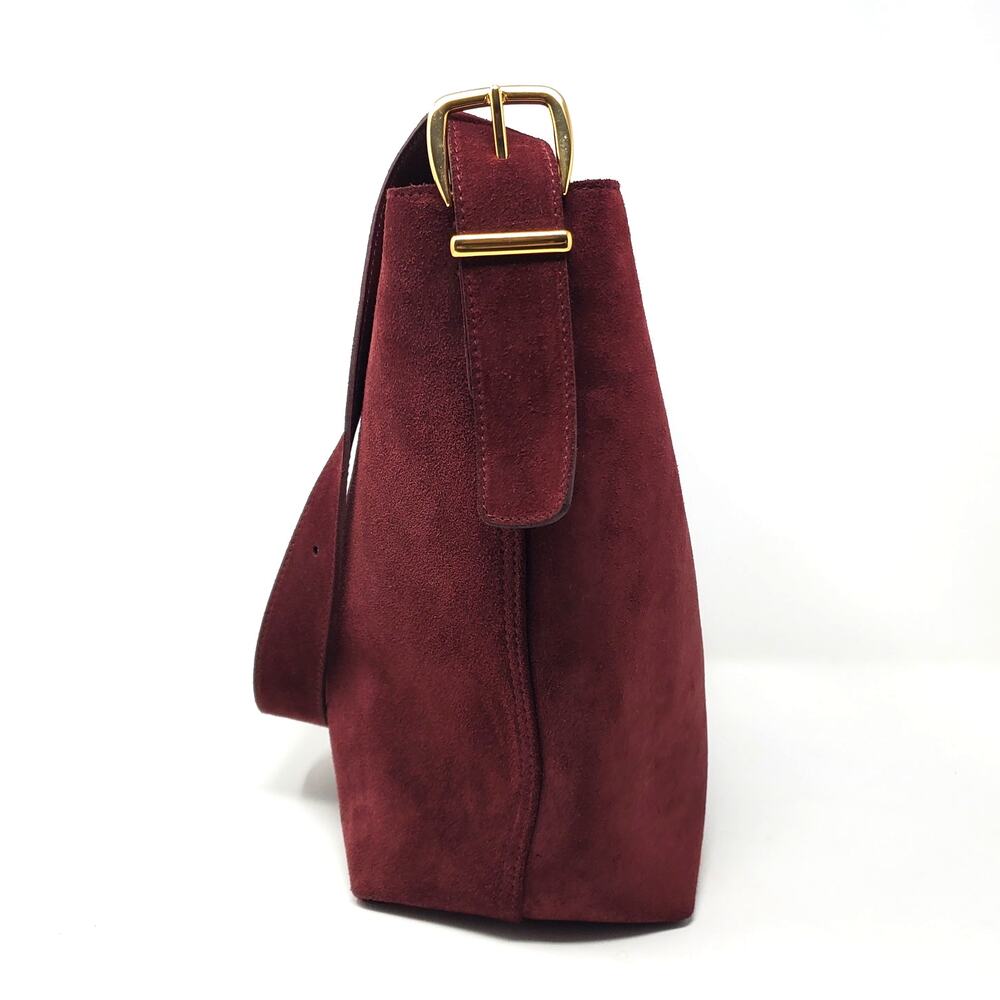 Madewell The Essential Medium Bucket Tote Bag Deep Merlot Suede Leather NR384 - Picture 4 of 9